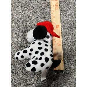 4E's Novelty Dalmatian Dog Plush Firefighter Hat White Black Spotted